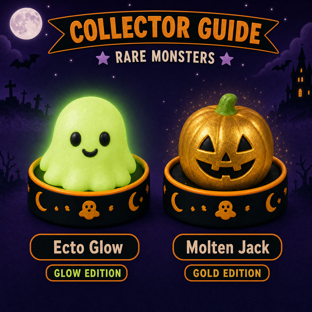 Rare monsters - Ecto Glow glow edition and Molten Jack gold edition