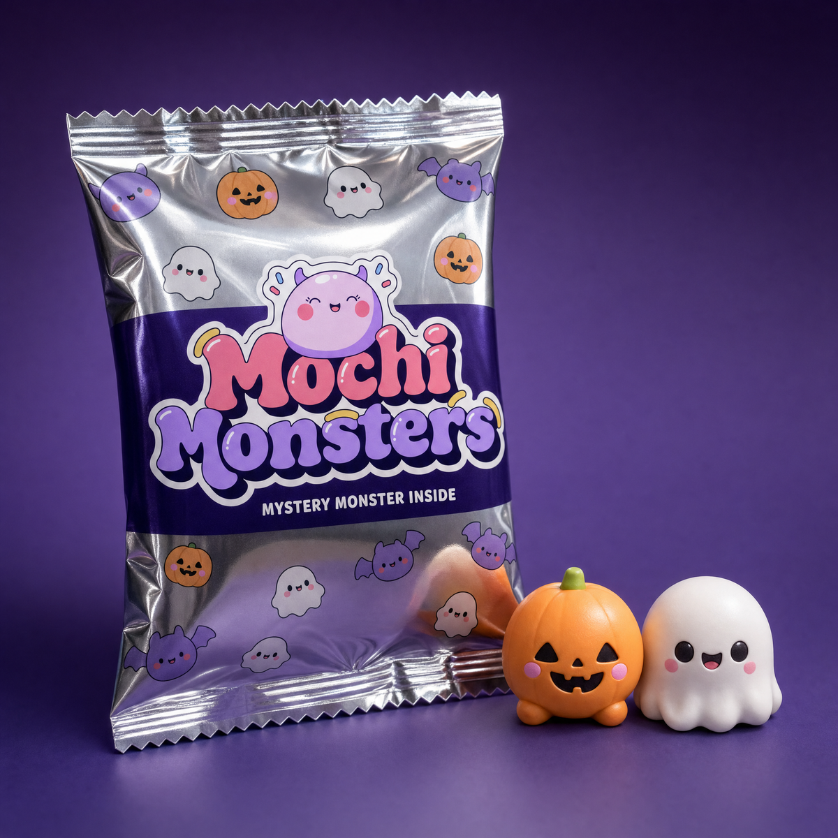Mochi Monsters silver foil mystery pouch - mystery monster inside
